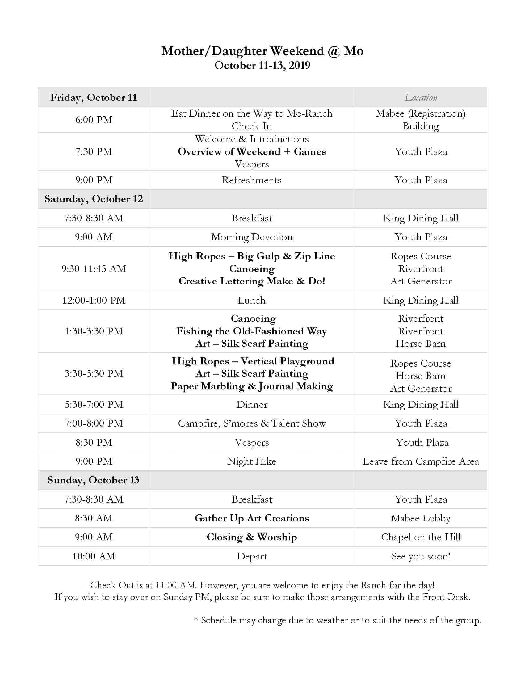 MoRanch MotherDaughter Weekend • Presbyterian MoRanch Assembly